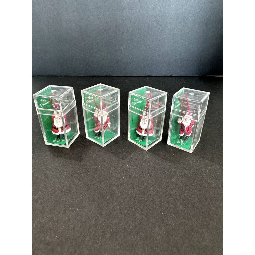 Set of 4 Department 56 Tiny Treasures Articulated Santa Ornaments Christmas